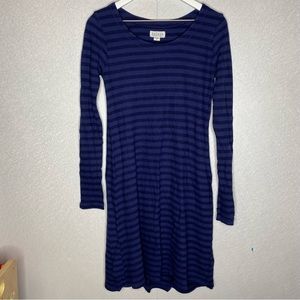 Velvet by Graham & Spencer Blue‎ Navy Striped Long Sleeve Tee Dress Size S